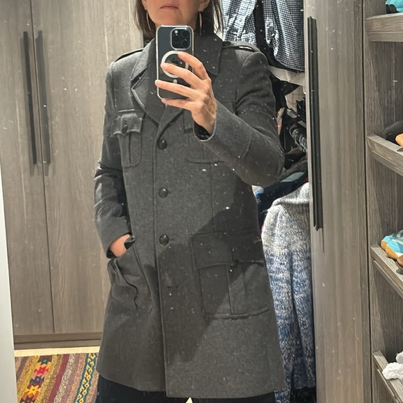 Pink Tartan military style coat/pea coat - Picture 8 of 13